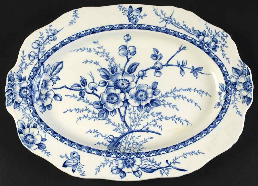 Medway Decor All Blue 12" Oval Serving Platter by Alfred Meakin-1