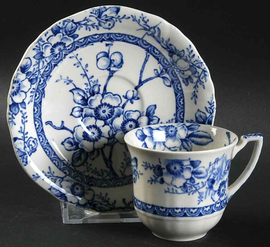 Medway Decor All Blue Flat Demitasse Cup & Saucer Set by Alfred Meakin-1
