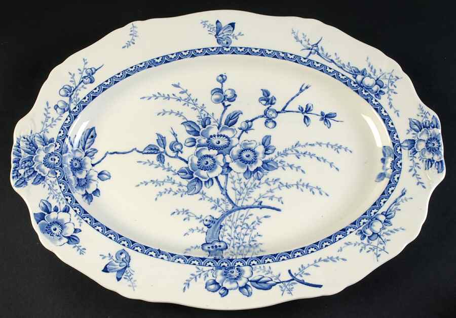 Medway Decor All Blue 16" Oval Serving Platter by Alfred Meakin-1