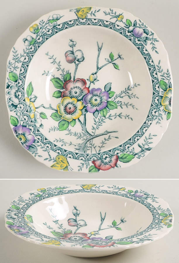 Medway Decor Blue Multicolor Rim Fruit/Dessert (Sauce) Bowl by Alfred Meakin-1