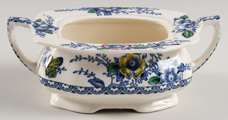 Medway Decor Blue Multicolor Sugar Bowl No Lid by Alfred Meakin-1