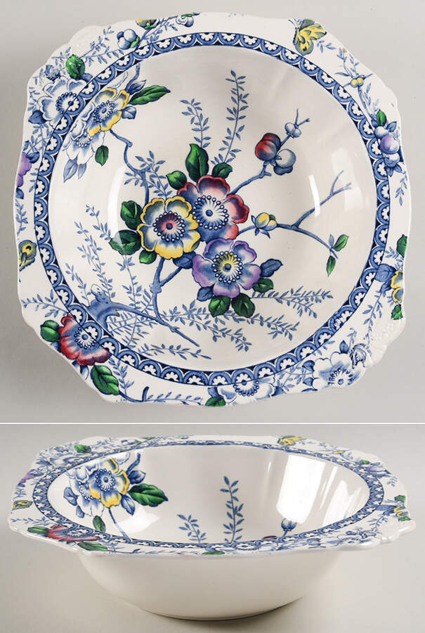 Medway Decor Blue Multicolor 9" Square Vegetable Bowl by Alfred Meakin-1