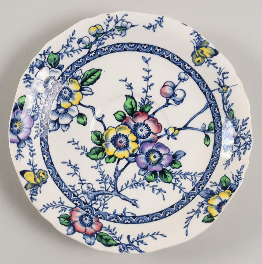 Medway Decor Blue Multicolor Saucer by Alfred Meakin-1