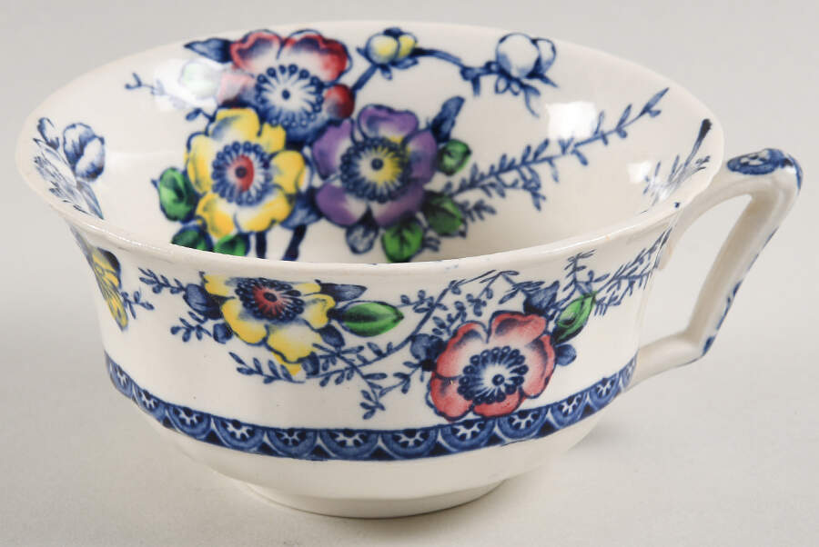 Medway Decor Blue Multicolor Flat Cup by Alfred Meakin-1