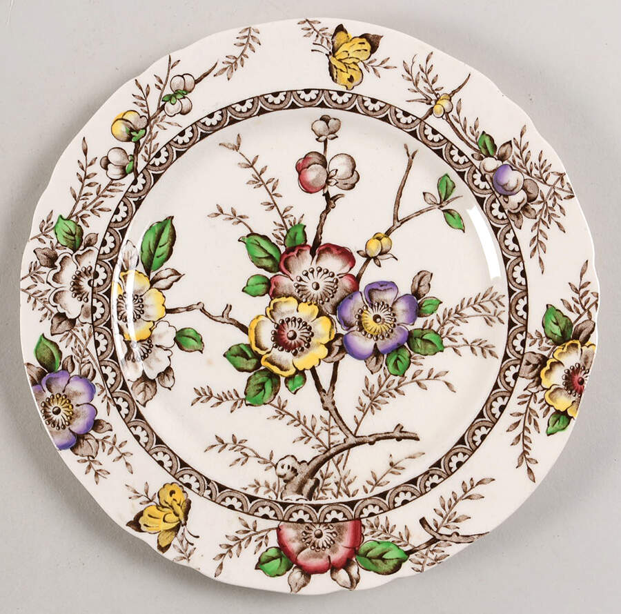 Medway Decor Dark Brown Multicolor Salad Plate by Alfred Meakin-1