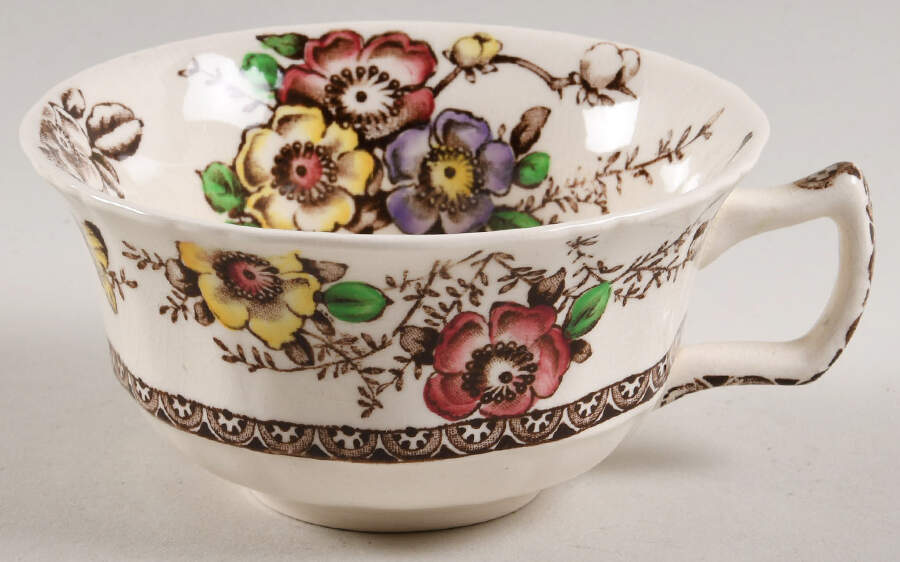 Medway Decor Dark Brown Multicolor Flat Cup by Alfred Meakin-1