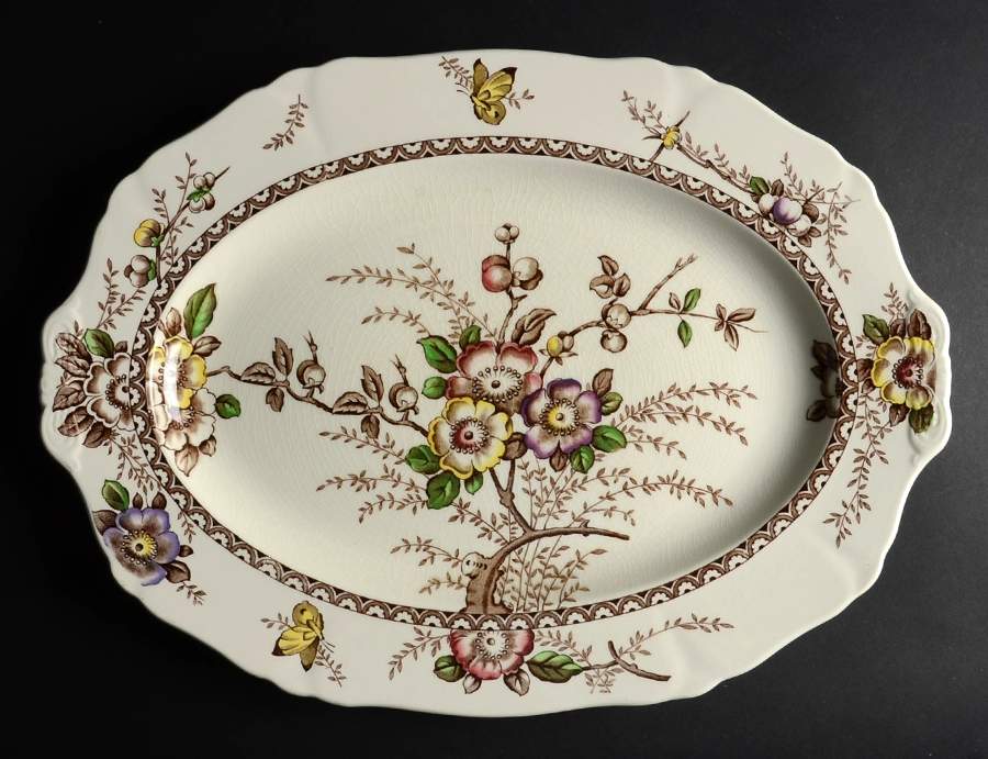 Medway Decor Dark Brown Multicolor 18" Oval Serving Platter by Alfred Meakin-1