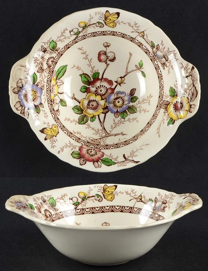 Medway Decor Dark Brown Multicolor Lugged Cereal Bowl by Alfred Meakin-1