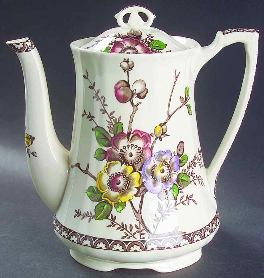Medway Decor Dark Brown Multicolor Coffee Pot & Lid by Alfred Meakin-1