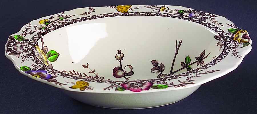 Medway Decor Dark Brown Multicolor 9" Oval Vegetable Bowl by Alfred Meakin-1