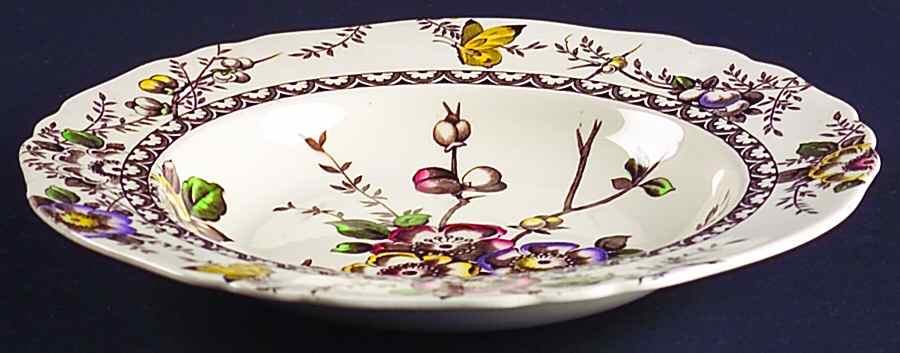 Medway Decor Dark Brown Multicolor Large Rim Soup Bowl by Alfred Meakin-1