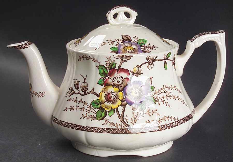 Medway Decor Dark Brown Multicolor Teapot & Lid by Alfred Meakin-1