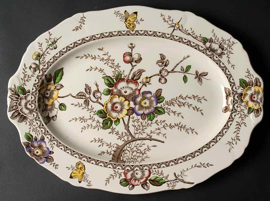 Medway Decor Dark Brown Multicolor 16" Oval Serving Platter by Alfred Meakin-1
