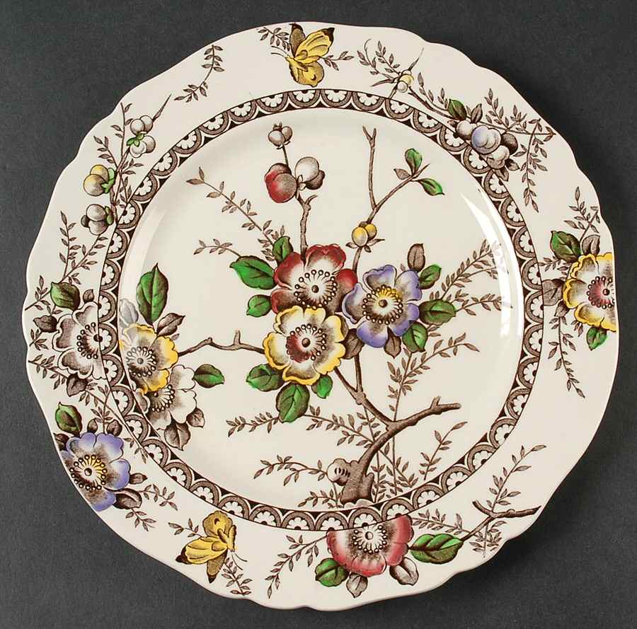 Medway Decor Dark Brown Multicolor Luncheon Plate by Alfred Meakin-1