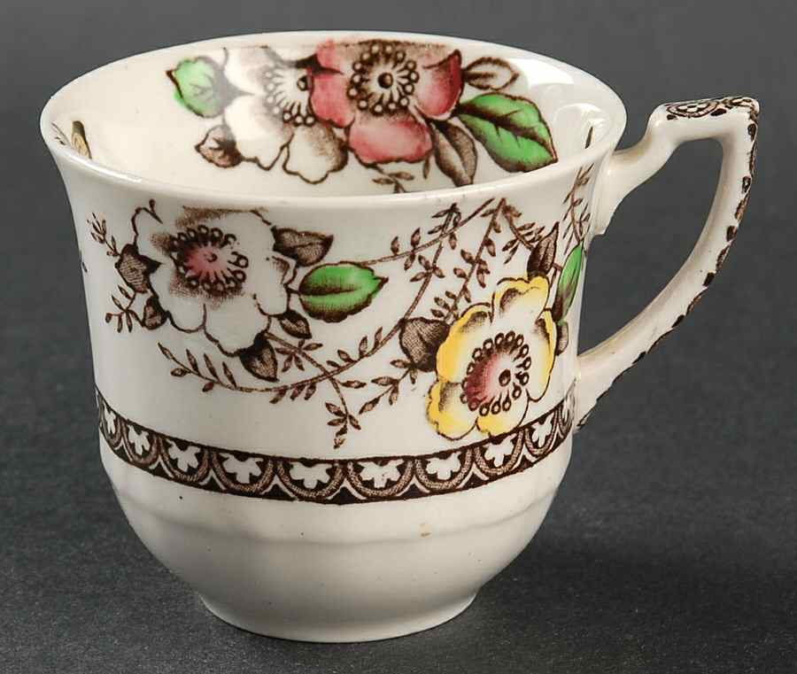 Medway Decor Dark Brown Multicolor Flat Demitasse Cup by Alfred Meakin-1