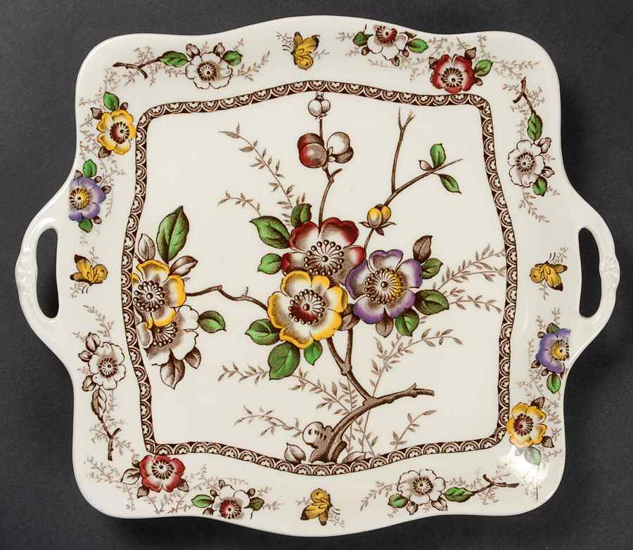 Medway Decor Dark Brown Multicolor 10" Handled Tray by Alfred Meakin-1