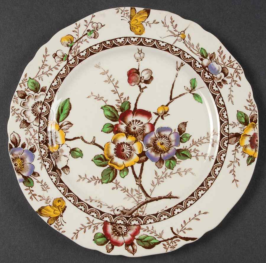 Medway Decor Dark Brown Multicolor Dessert/Pie Plate by Alfred Meakin-1