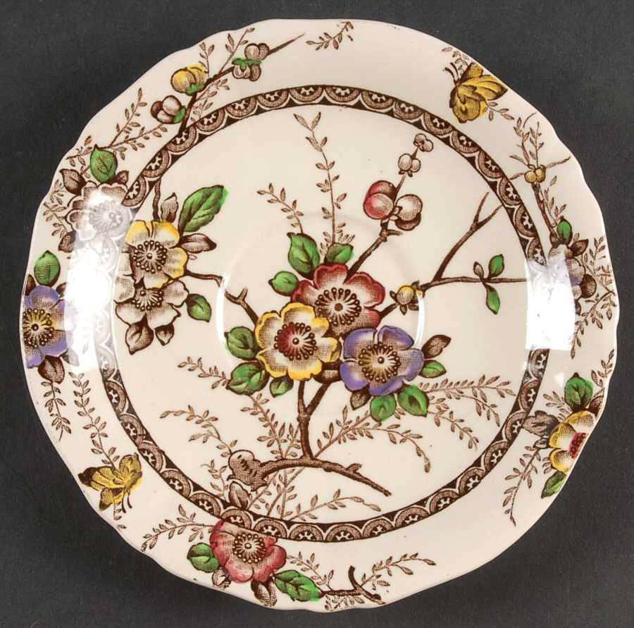 Medway Decor Dark Brown Multicolor Saucer for Oversized Cup by Alfred Meakin-1