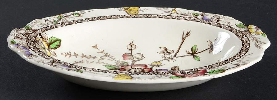 Medway Decor Dark Brown Multicolor 8" Oval Vegetable Bowl by Alfred Meakin-1