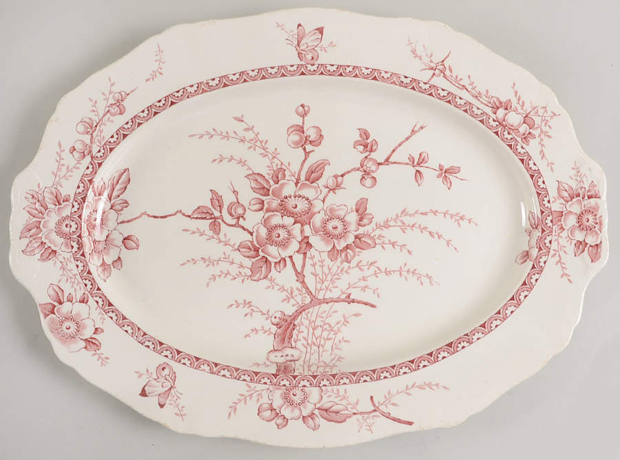 Medway Decor Pink 16" Oval Serving Platter by Alfred Meakin-1