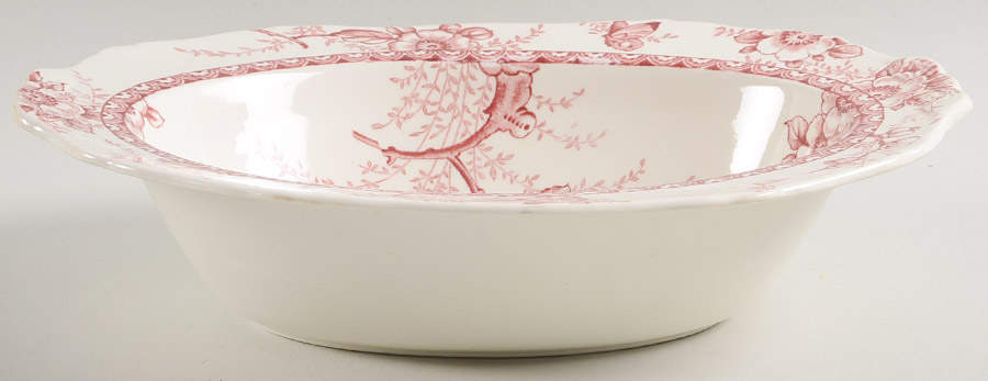 Medway Decor Pink 10" Oval Vegetable Bowl by Alfred Meakin-1
