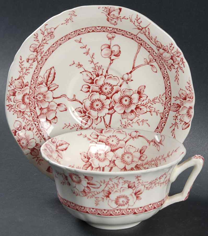 Medway Decor Pink Flat Cup & Saucer Set by Alfred Meakin-1