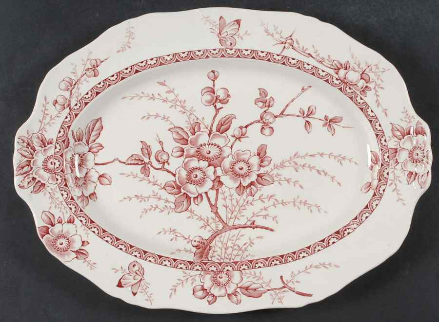 Medway Decor Pink 14" Oval Serving Platter by Alfred Meakin-1