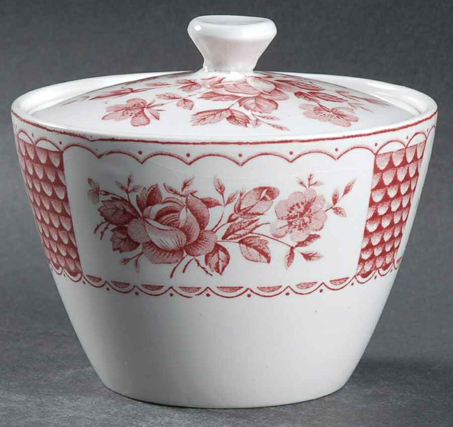Melody Pink Sugar Bowl & Lid by Alfred Meakin-1