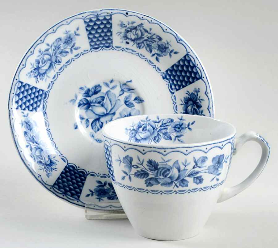 Melody  Blue Flat Cup & Saucer Set by Alfred Meakin-1