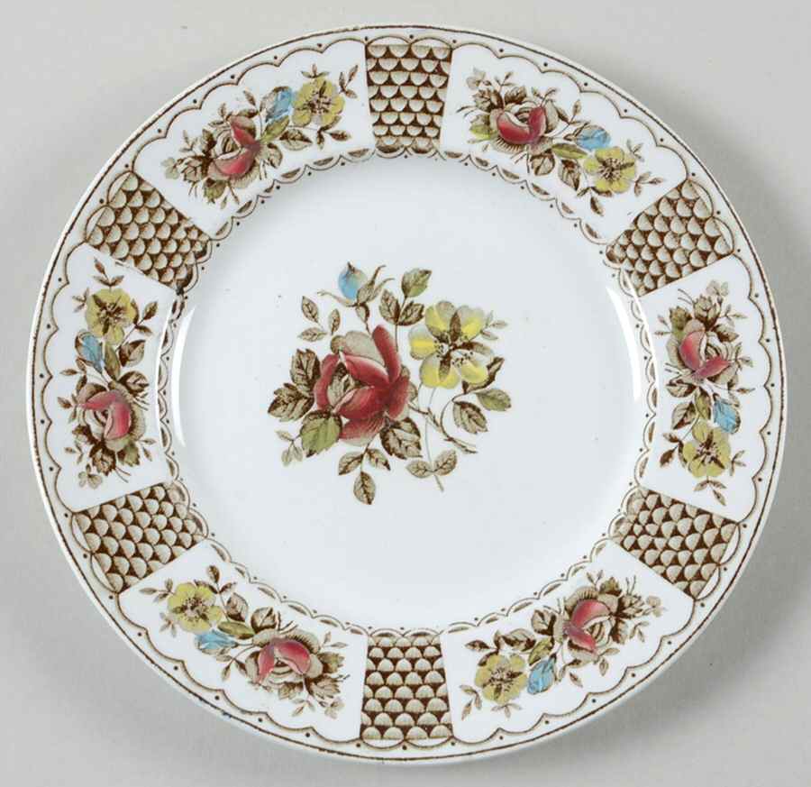Melody Brown Multicolor Bread & Butter Plate by Alfred Meakin-1