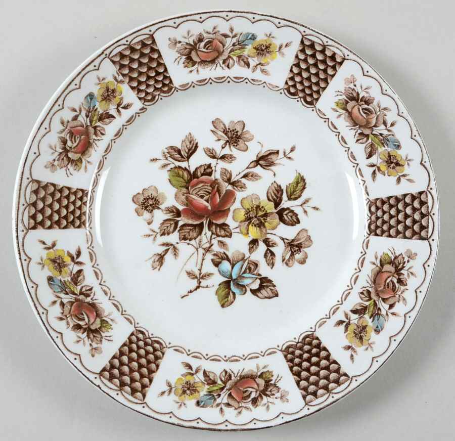 Melody Brown Multicolor Salad Plate by Alfred Meakin-1