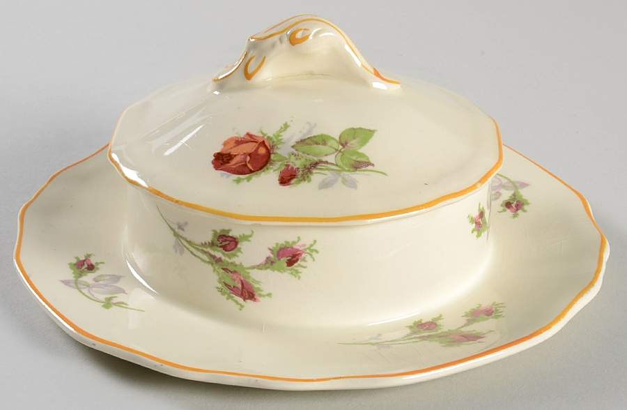 Moss Rose Round Covered Butter by Alfred Meakin-1