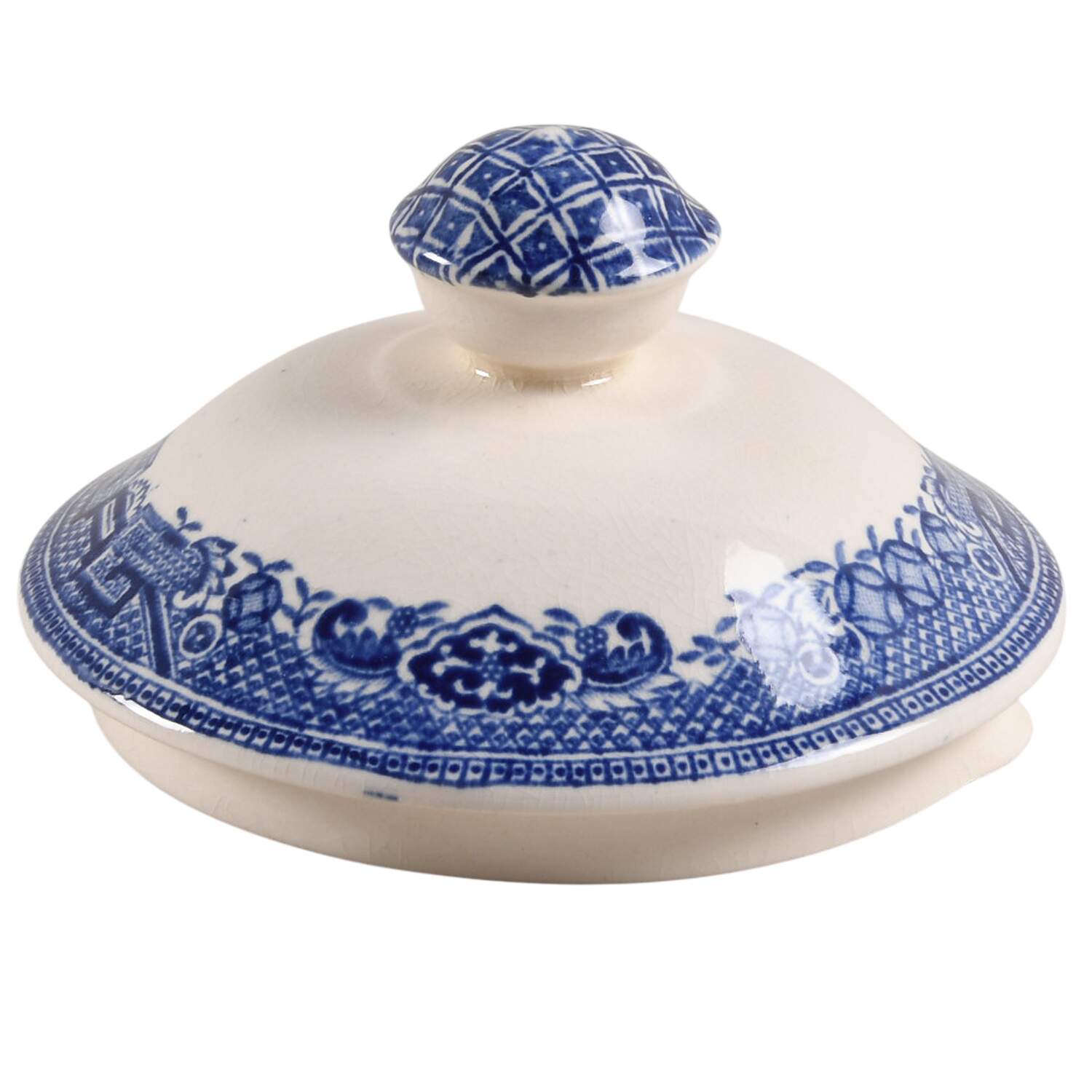 Old Willow Blue (No Trim) Lid for Footed Teapot by Alfred Meakin-1