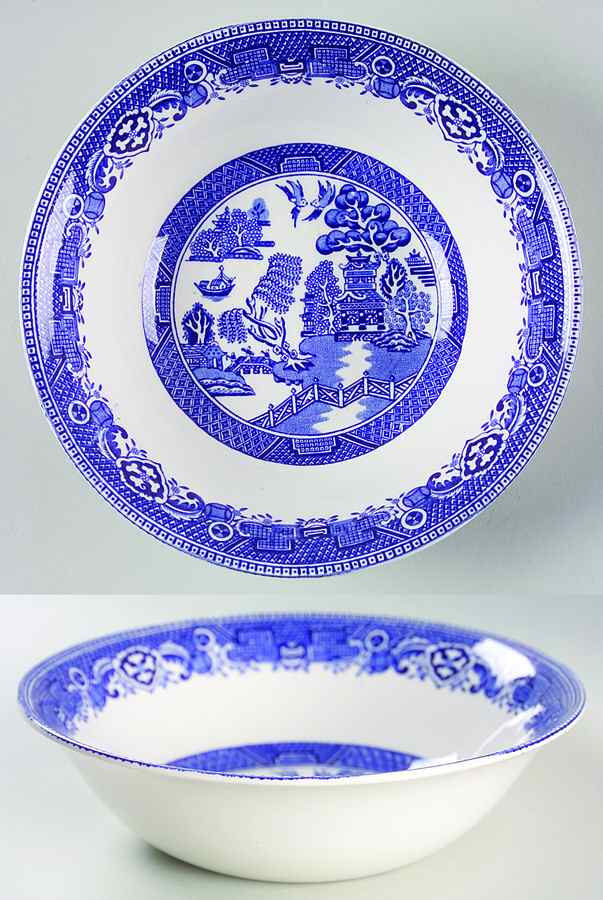 Old Willow Blue (No Trim) Coupe Cereal Bowl by Alfred Meakin-1