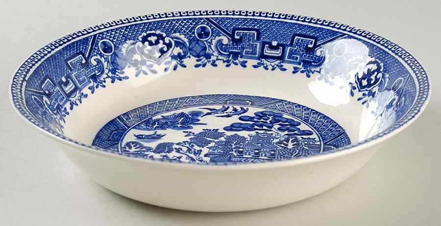 Old Willow Blue (No Trim) Coupe Soup Bowl by Alfred Meakin-1