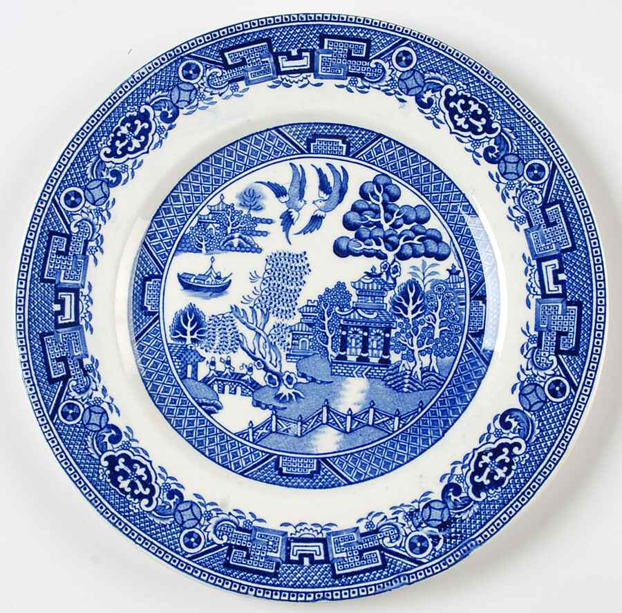 Old Willow Blue (No Trim) Luncheon Plate by Alfred Meakin-1