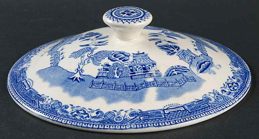 Old Willow Blue (No Trim) Lid for Round Vegetable by Alfred Meakin-1