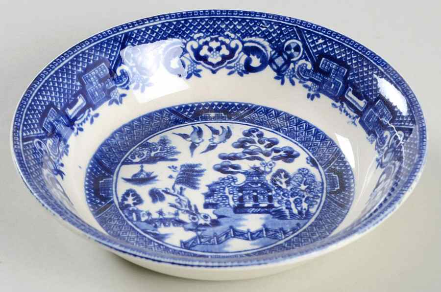 Old Willow Blue (No Trim) Fruit/Dessert (Sauce) Bowl by Alfred Meakin-1