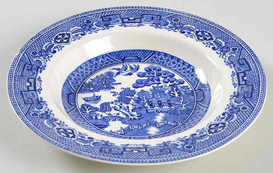 Old Willow Blue (No Trim) Rim Soup Bowl by Alfred Meakin-1