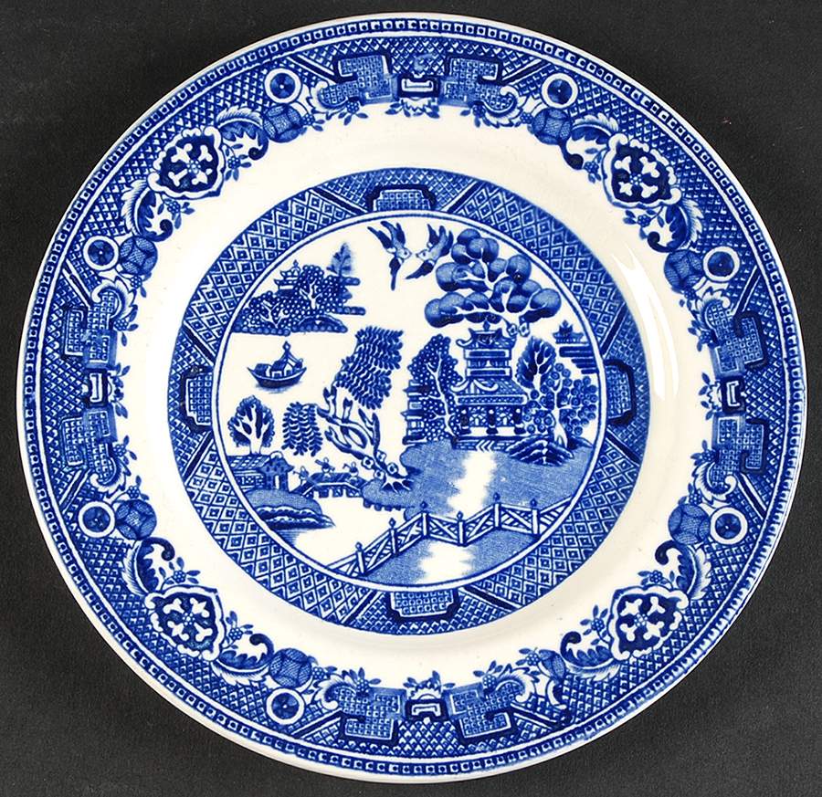 Old Willow Blue (No Trim) Bread & Butter Plate by Alfred Meakin-1