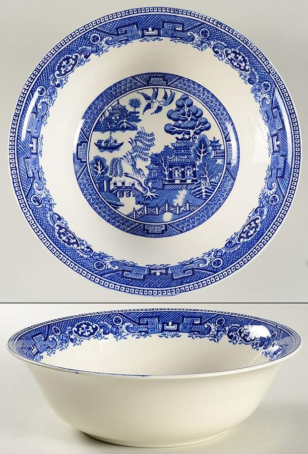 Old Willow Blue (No Trim) 9" Salad Serving Bowl by Alfred Meakin-1