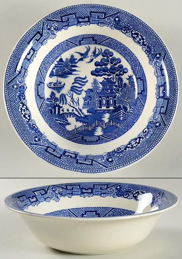 Old Willow Blue (No Trim) 9" Round Vegetable Bowl by Alfred Meakin-1