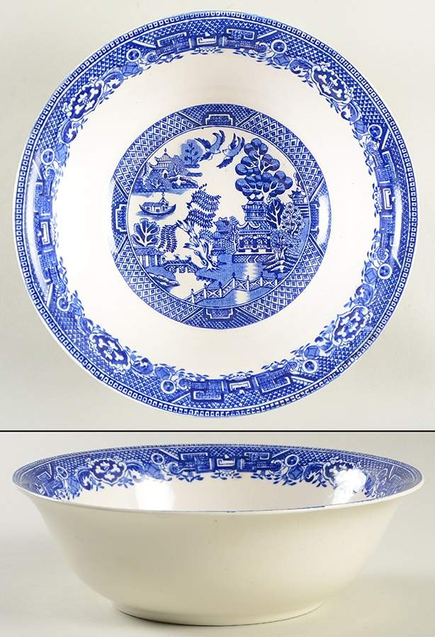 Old Willow Blue (No Trim) 8" Round Vegetable Bowl by Alfred Meakin-1
