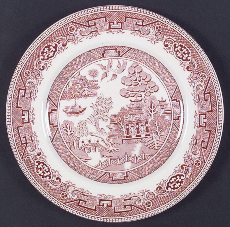 Old Willow Pink Dinner Plate by Alfred Meakin-1