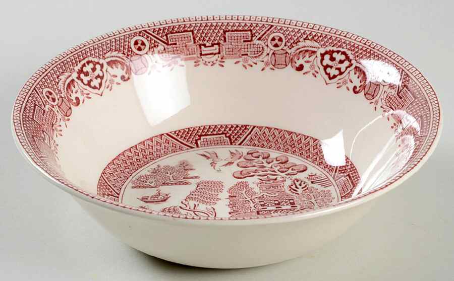Old Willow Pink Coupe Cereal Bowl by Alfred Meakin-1