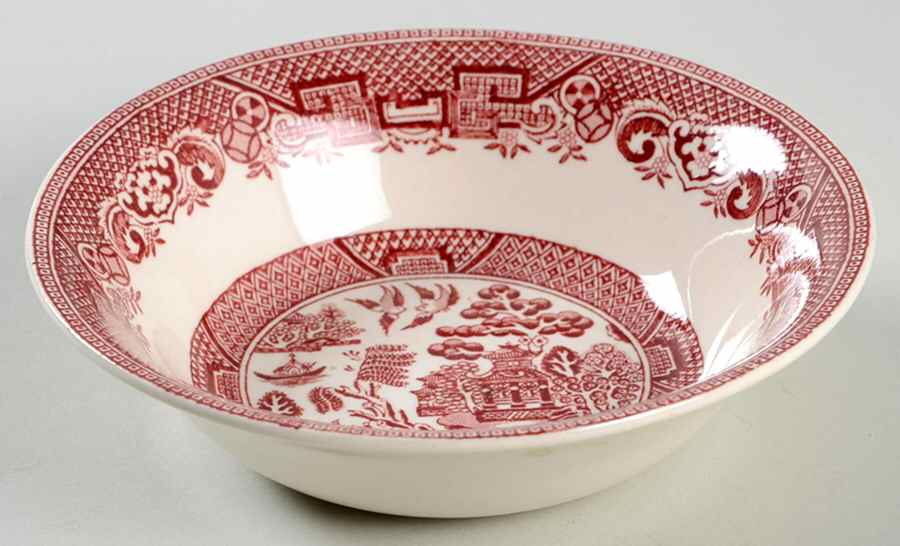 Old Willow Pink Fruit/Dessert (Sauce) Bowl by Alfred Meakin-1