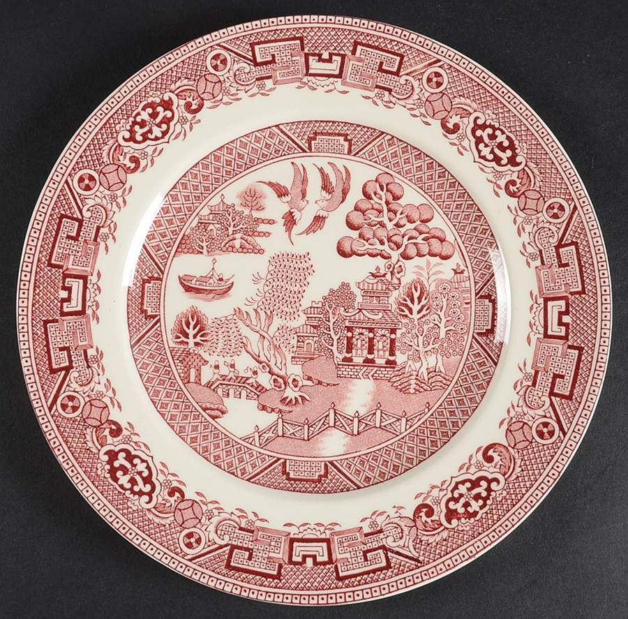 Old Willow Pink Luncheon Plate by Alfred Meakin-1