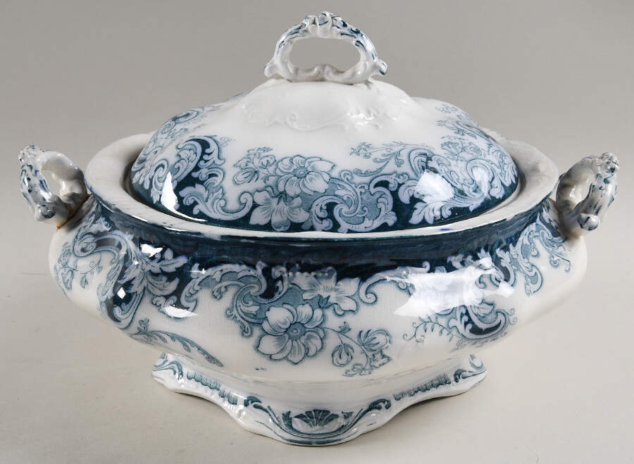 Ormonde Blue Green Tureen &  Lid by Alfred Meakin-1