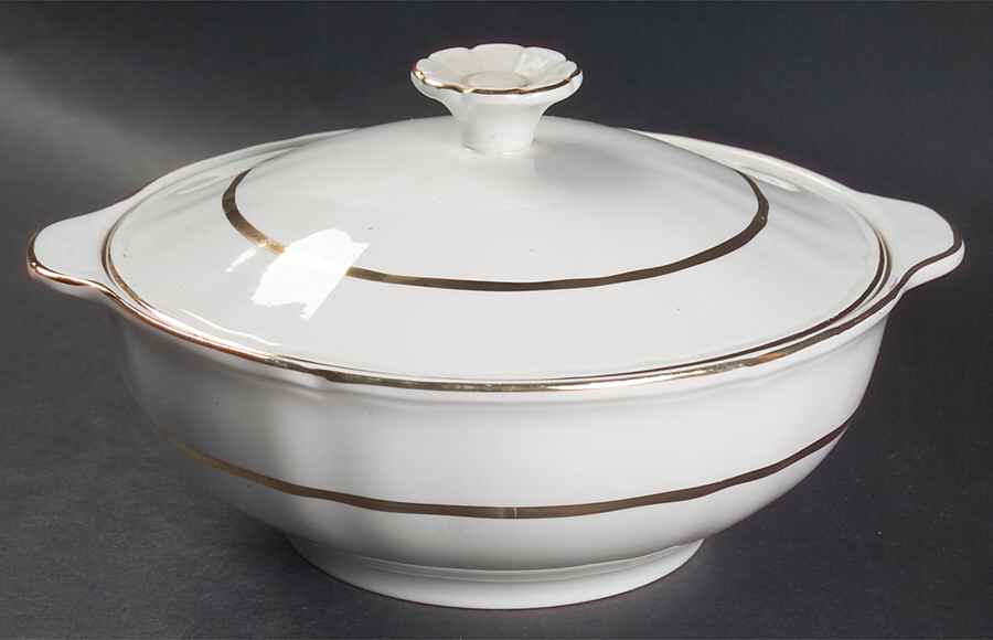 Perfection Gold Round Covered Vegetable by Alfred Meakin-1