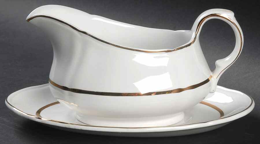 Perfection Gold Gravy Boat & Underplate by Alfred Meakin-1
